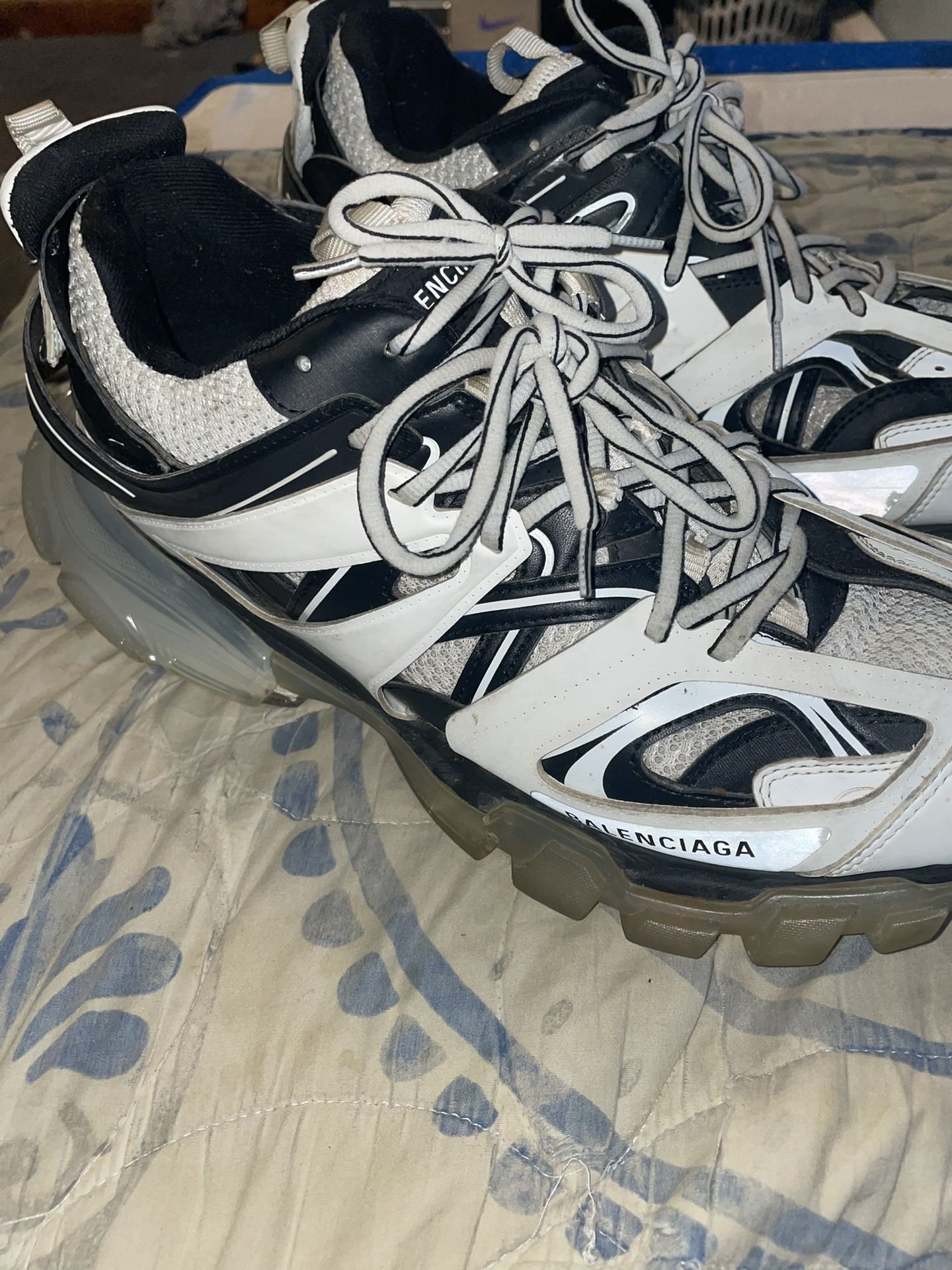 Balenciaga Tracks Black White Clear Sole Exotic