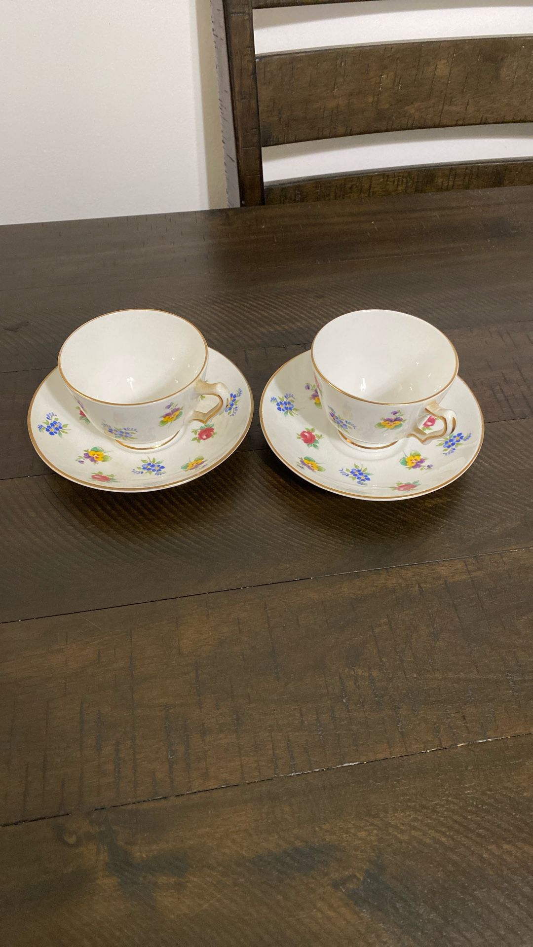 Staffordshire Bone China Cups And Saucers