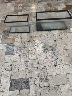 2 Glass Aquarium Tanks - Black Trim (small + medium)