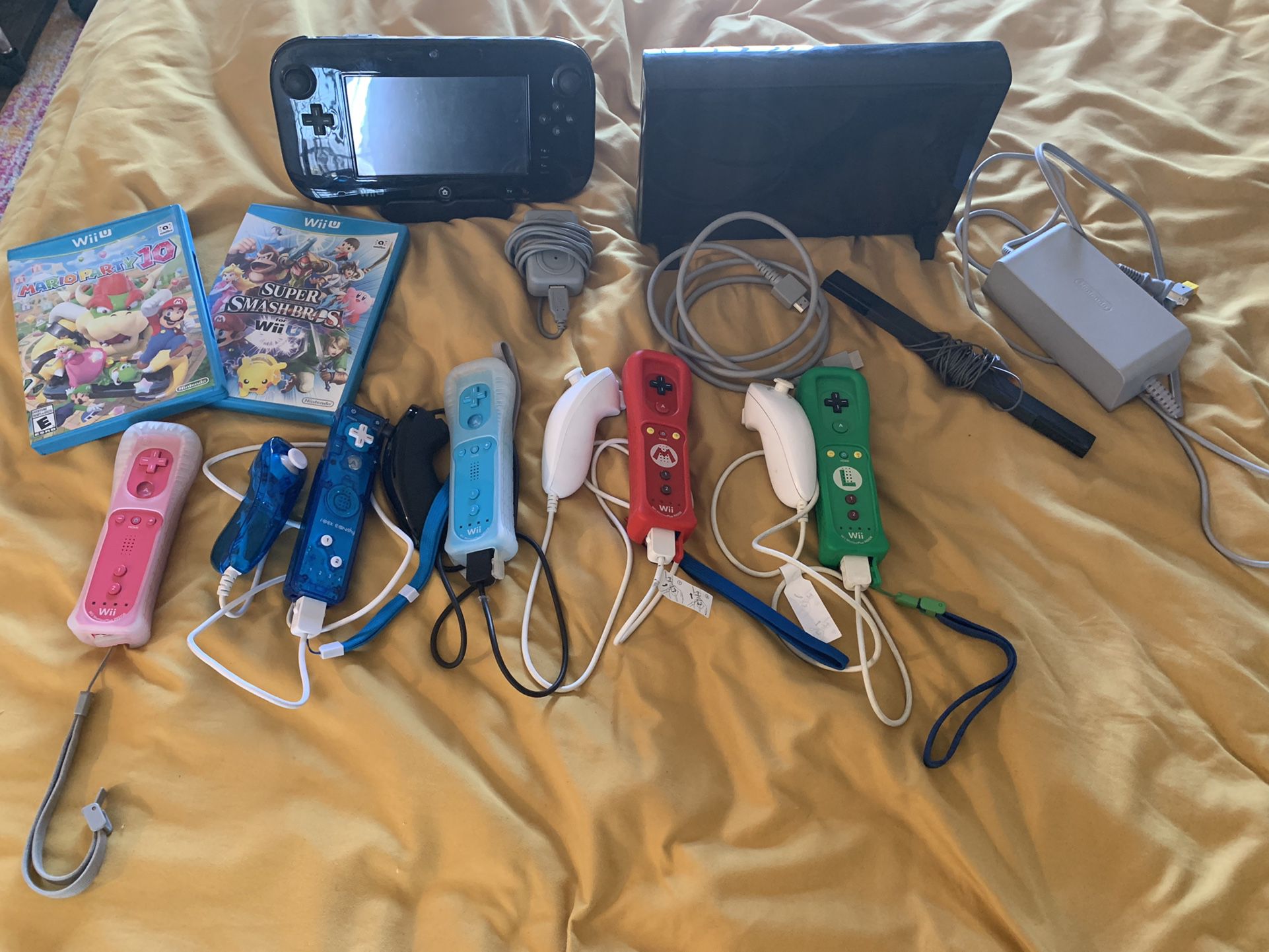 Wii U Full Setup - 3 Games, All Cords, 4 Wii Remotes + 3 Nunchucks