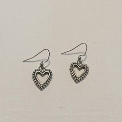 Silver Plated Hollow Heart Earrings