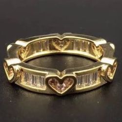 Pink Heart Gold Eternity Band Sz 7