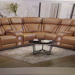 5 Piece Dual Reclining Sectional Power With Led Light