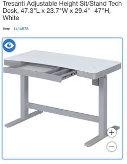 Tresanti Adjustable Height Sit/Stand Desk White
