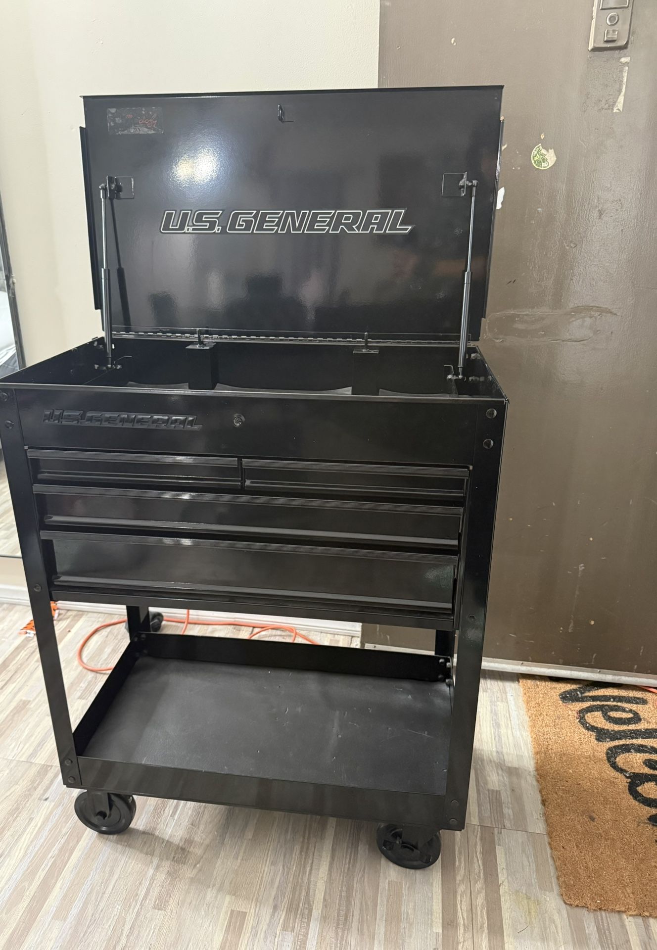 US General Tool Box 30 Inch 4 Drawer Tech Cart Black
