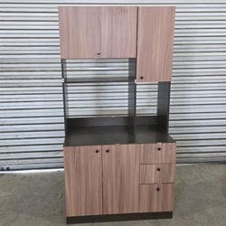 Brown / cherry kitchen storage microwave cabinet