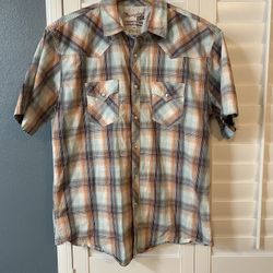 Wrangler 20X Competition Mens Plaid Pearl Snap Short Sleeve Button Up Shirt XL