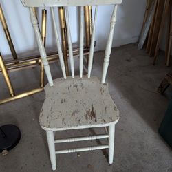 Antique Wood White Chair 