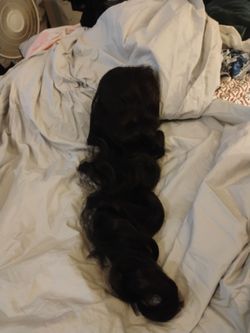 Brand new never worn dark brown/black draw string pony tail hair.