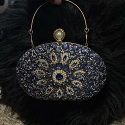 Embellished Navy Clutch Purse