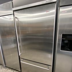 KitchenAid Bottom Freezer Stainless steel Built In 36” Fridge 