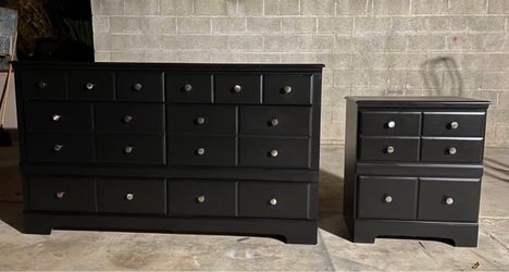 Large Black Dresser And Nightstand