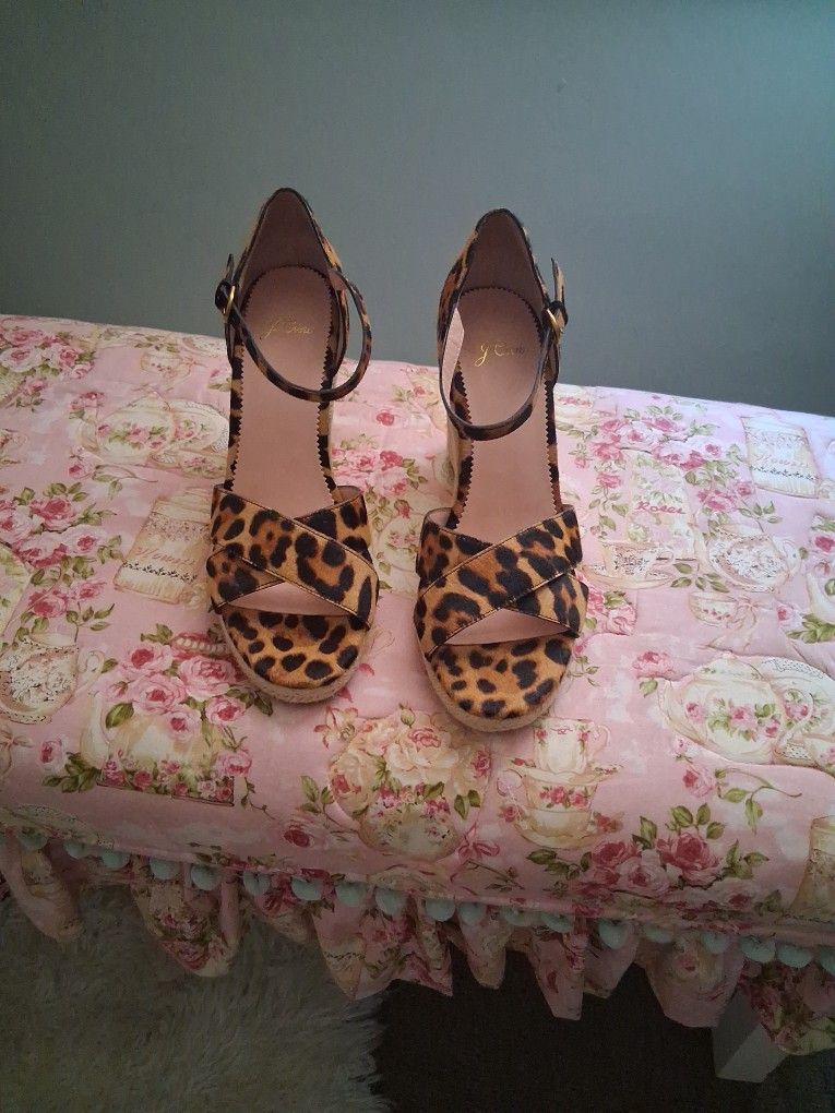 Leopard J. Crew Espadrille Wedges