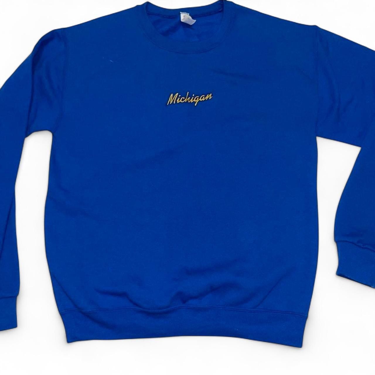 Vintage Jerzees Blue Unisex Premium Crewneck Sweatshirt “Michigan” Size Small