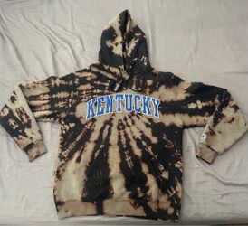 University of Kentucky Tie Dye Champion Hoodie Jacket Sweatshirt Pullover Blue/Black/White Basketball Wildcats College National Champions Calipari Vin