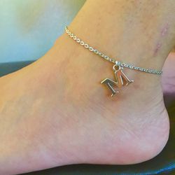 Sterling Silver Personalized Initial Anklet