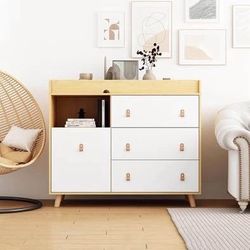 (Shipping Damages) New Modern Nursery Baby Changing Table Dresser, with 3 Drawers & 1 Shelf,