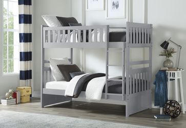 Sturdy Twin/Twin Gray Bunkbed