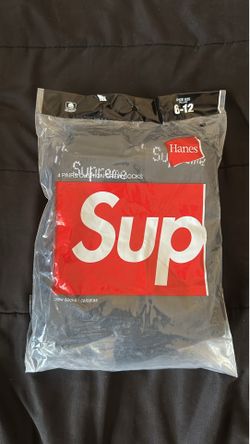 Black and white supreme socks