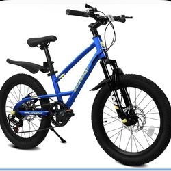 20 inch Mountain Kids Bike for Boys & Girls, Ages 6-12, 7-Speed with Front Suspension