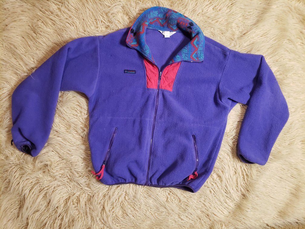 RARE/VTG 80's Columbia SPORTSWEAR Women's Fleece Jacket Sz L Made in USA. Odor and stain free please see pictures 