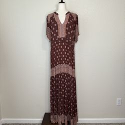 Knox Rose Boho Mixed Print Gauzy Maxi Dress