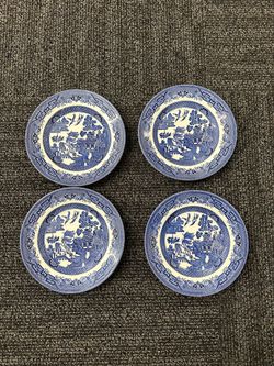 Vintage Churchill Made in Colombia Blue Willow Dinner Plate Set of 4