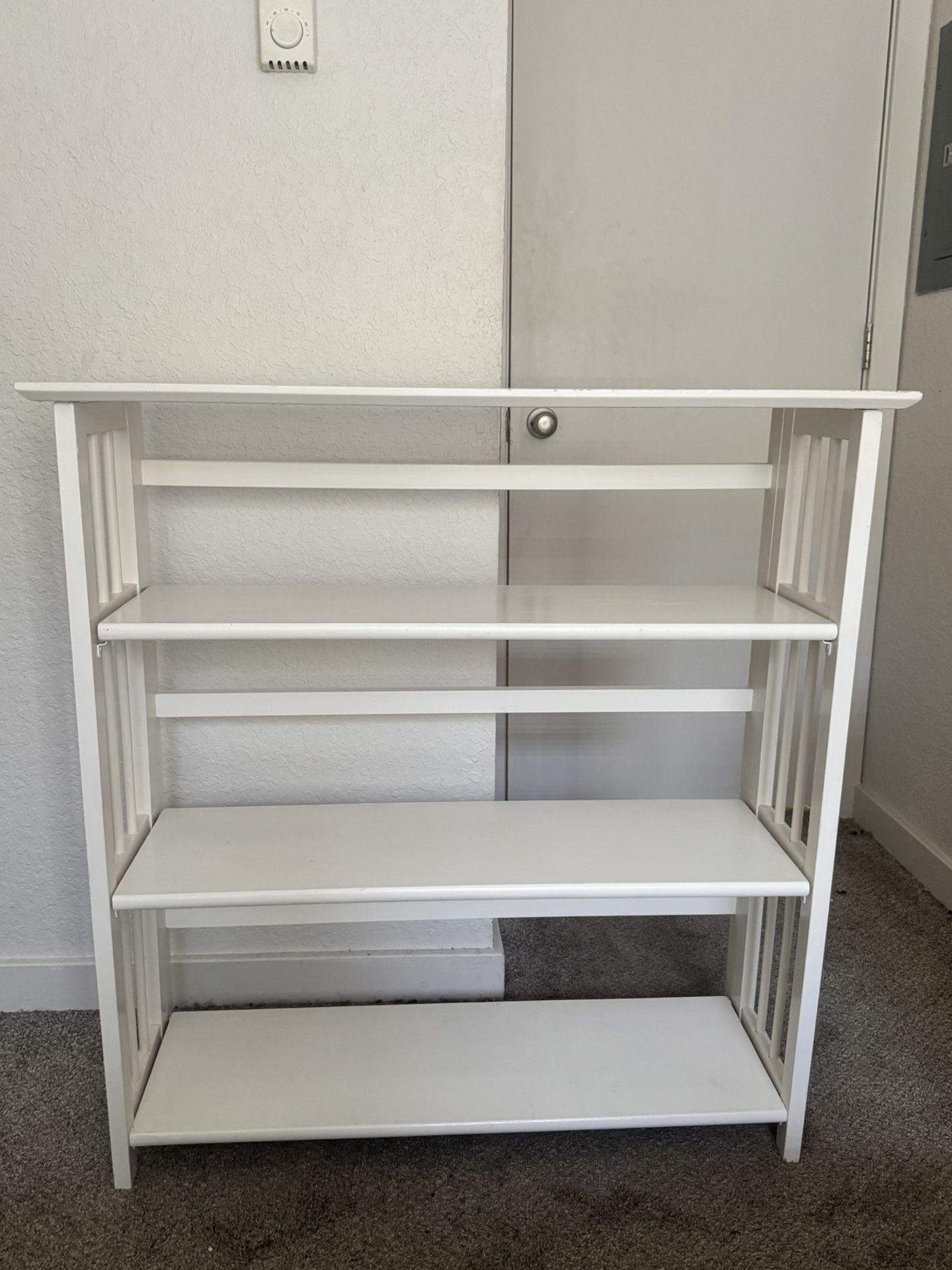 4 tier white foldable bookshelf real wood home office storage furniture slatted sides
