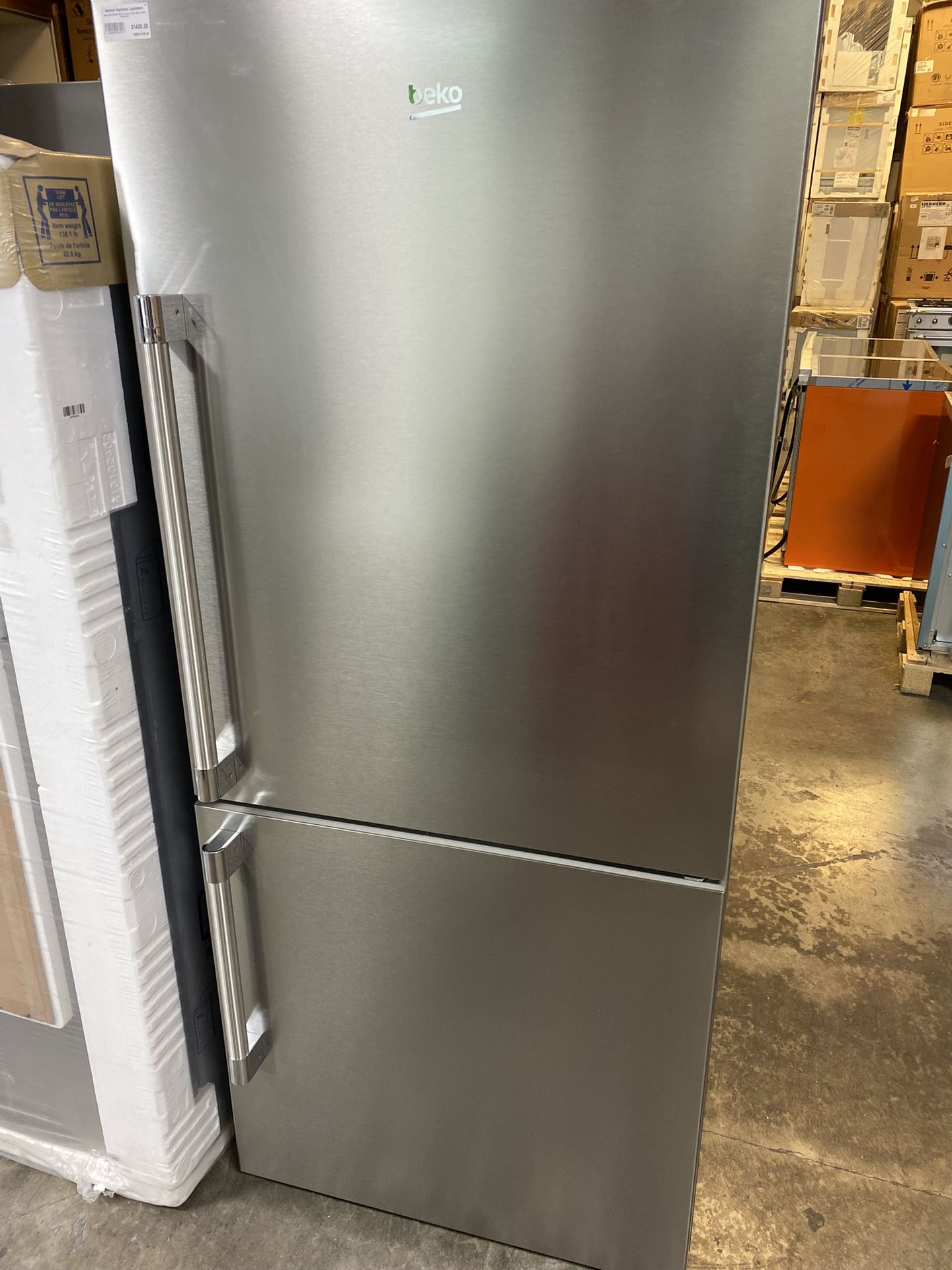 Beko 30" Freezer Bottom Stainless Steel Refrigerator with Auto Ice Maker