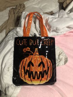 "Cute But Creepy" Glossy Halloween Tote/Handbag with Floating Sequins
