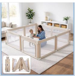 Large Foldable Baby Playpen with Mat (New)