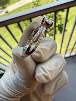 925 Sterling Ring with VVS  Moissanite gem stones