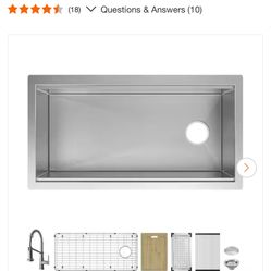 Glacier Bay Professional Zero Radius 36 in. Undermount Single Bowl 16 Gauge Stainless Steel Workstation Kitchen Sink with Faucet