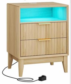 Nightstand with LED Light and Wireless Charger