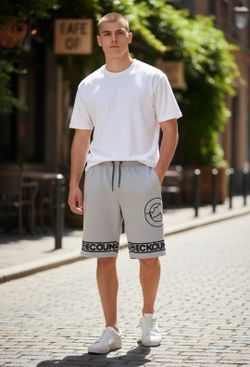 Ecko Unltd Size M Graphic Logo Light Gray Drawstring 3 Pocket Streetwear Shorts Excellent Condition. These are a pair of Ecko Unltd fleece shorts in l