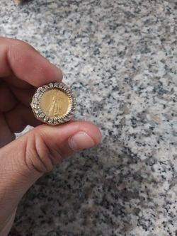 22k gold ring the coin and 10 the Diamonds ring are original