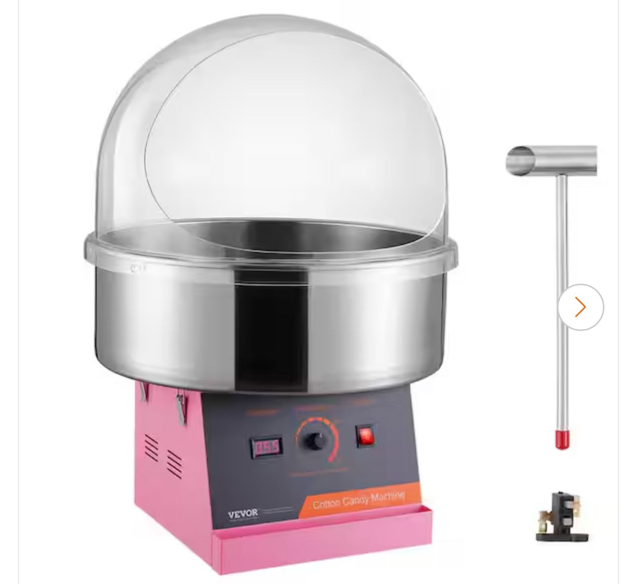 Electric Cotton Candy Machine, 1000 Watt Candy Floss Maker, Commercial Cotton Candy Machine with Cover, Pink