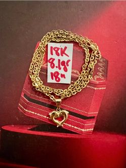 For Wedding 18K Solid Gold Chain and Pendant 8.1Gr 18 Inches Long
