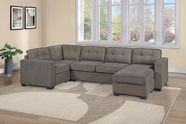 Sectional sofa Mocha Waffle Suede, Reversible Chaise. New Especial price