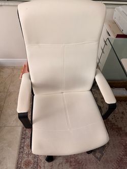 White Leather Office Chair with Armrests- IKEA