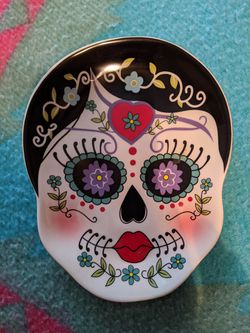 Sugar Skull 🍬💀 Ceramic Jewelry Dish Utensil Holder Plate