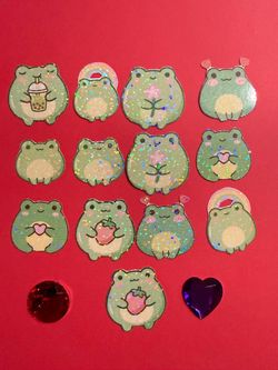 Holographic Glitter Frog Sticker Set