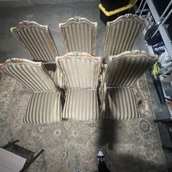 Set of 6 Vintage Striped Chairs