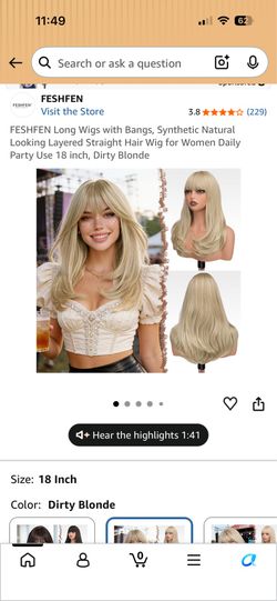 Long Wigs with Bangs, Synthetic Natural Looking Layered Straight Hair #10