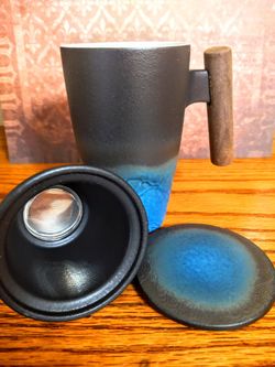 New Ceramic Tea Mug With Infuser And Lid