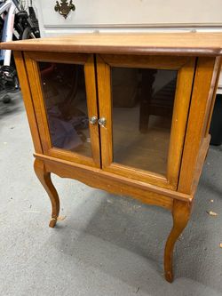 Wood Display Cabinet with Glass Doors