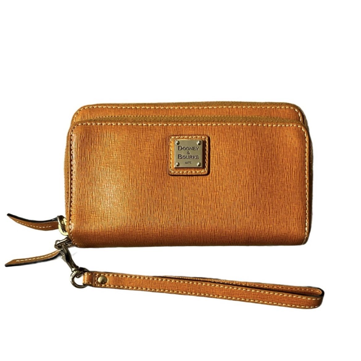 Dooney & Bourke City Double Zip Natural Saffiano Leather Wallet