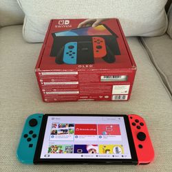 Nintendo Switch OLED System / Console - With Everything Included - Blue / Red Version 