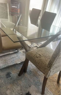Glass Top Dining Table with Chairs