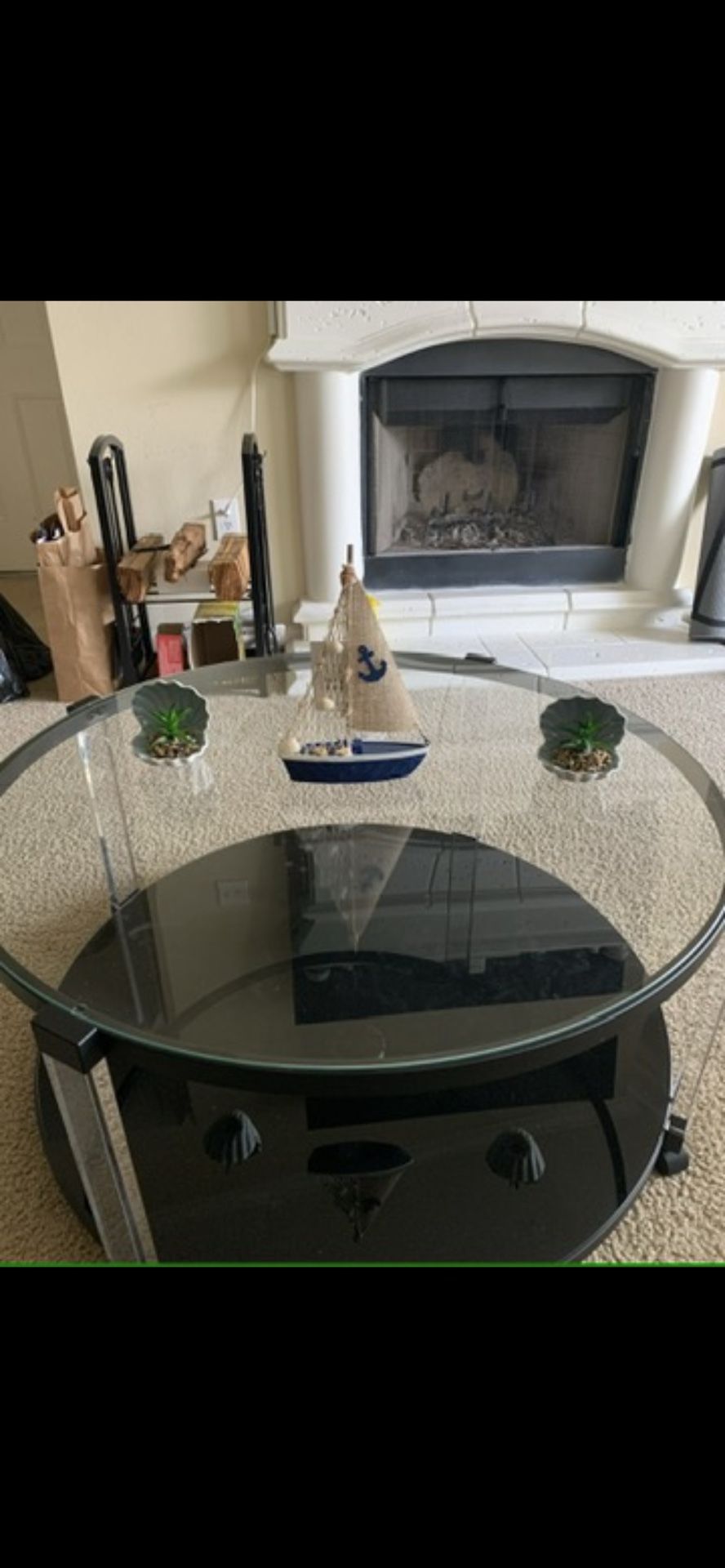 Modern Glass Coffee Table + Matching End Table – Like New